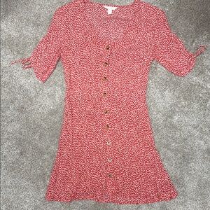 H&M Red and White Ruffled Tiered Mini Dress